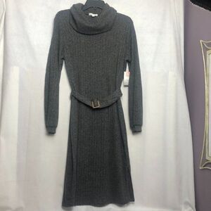 Ophelia Roe Cowl Neck Sweater Dress Long Sleeve Gray Size L.         D